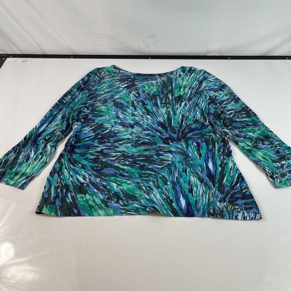 Ruby Rd Womens Casual Shirt Multicolor Abstract Long Sleeve Scoop Neck Stretch M - Picture 3 of 5